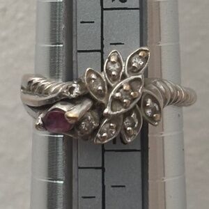 Vintage Cocktail Ring Diamond and Purple Sapphire Unique Engagement 1930's 5